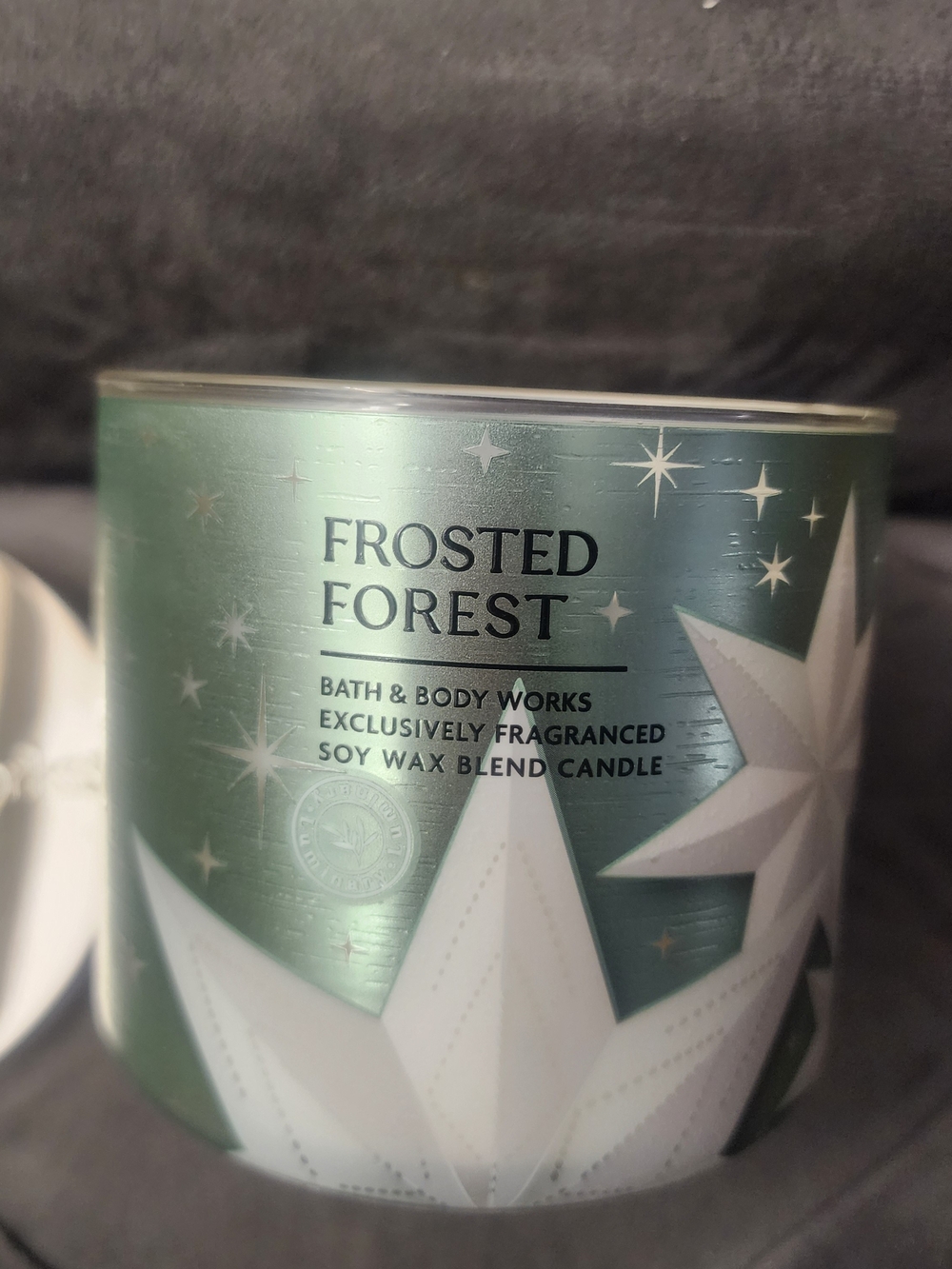 Bath & Body Works Frosted Forest Candle - Green & White **SMELLS AMAZING**
